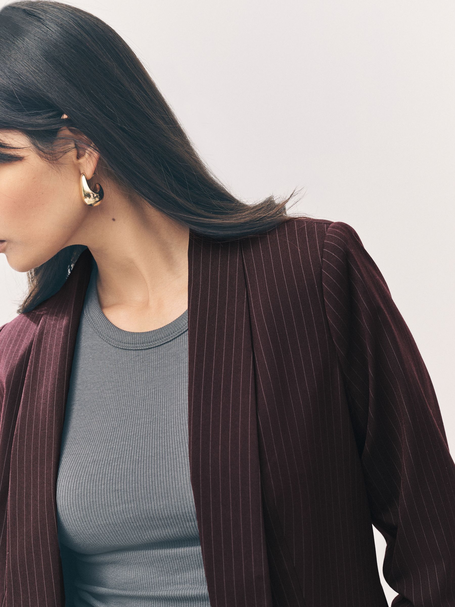 Buy Burgundy Red Stripe Relaxed Ruched Sleeve Blazer from Next USA