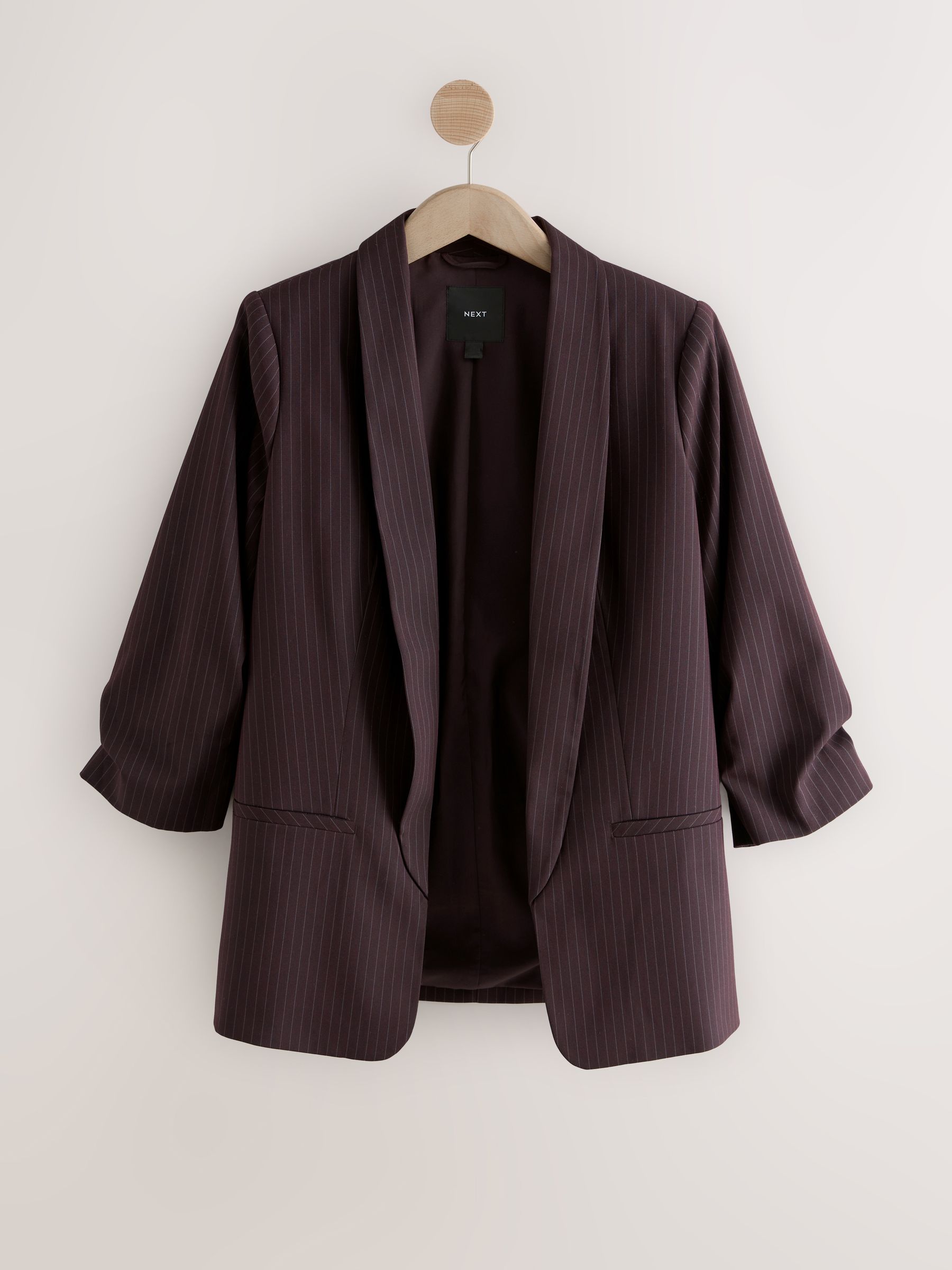 Buy Burgundy Red Stripe Relaxed Ruched Sleeve Blazer from Next USA