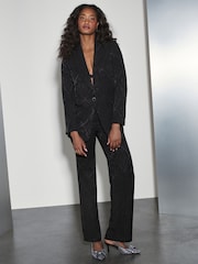 Black Jacquard Occasion Single Breasted Blazer - Image 2 of 10