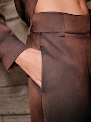 Chocolate Brown Satin Elastic Back Wide Leg Trousers - Image 4 of 8