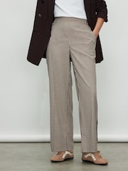 Neutral/Black Mini Check Wide Leg Tailored Trackpants - Image 3 of 9