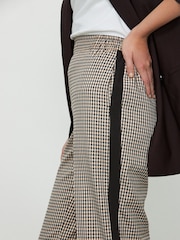 Neutral/Black Mini Check Wide Leg Tailored Trackpants - Image 4 of 9