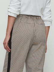Neutral/Black Mini Check Wide Leg Tailored Trackpants - Image 5 of 9