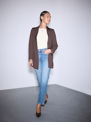 Chocolate Brown Twill Melange Relaxed Blazer - Image 3 of 9