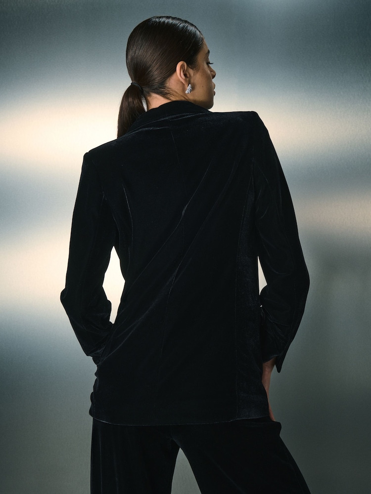 Black Velvet Single Breasted Blazer - Image 2 of 8