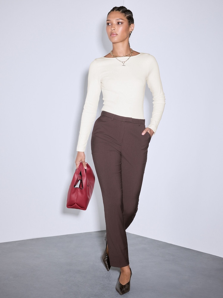 Chocolate Brown Slim Tailored Trousers - Image 2 of 8 Chocolate Brown Slim Tailored Trousers - Image 2 of 8