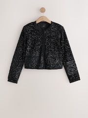 Black Velvet Sequin Embellished Jacket - Image 5 of 7