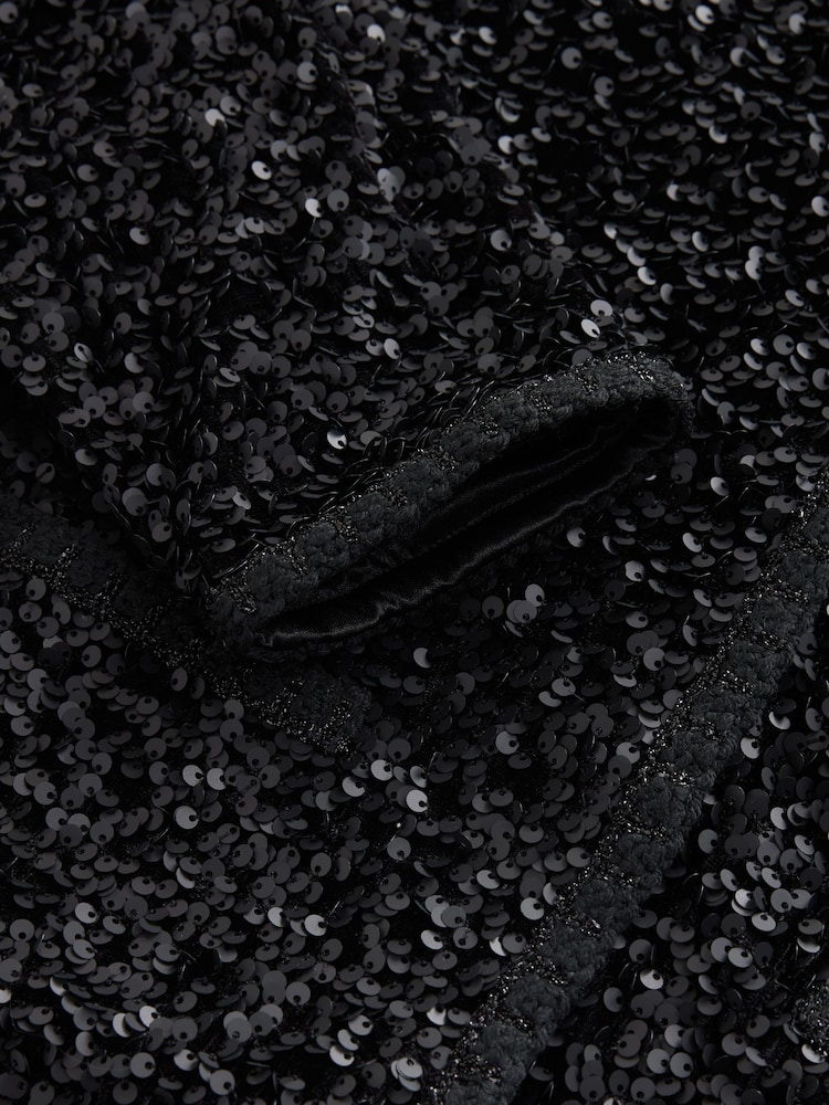 Black Velvet Sequin Embellished Jacket - Image 7 of 7