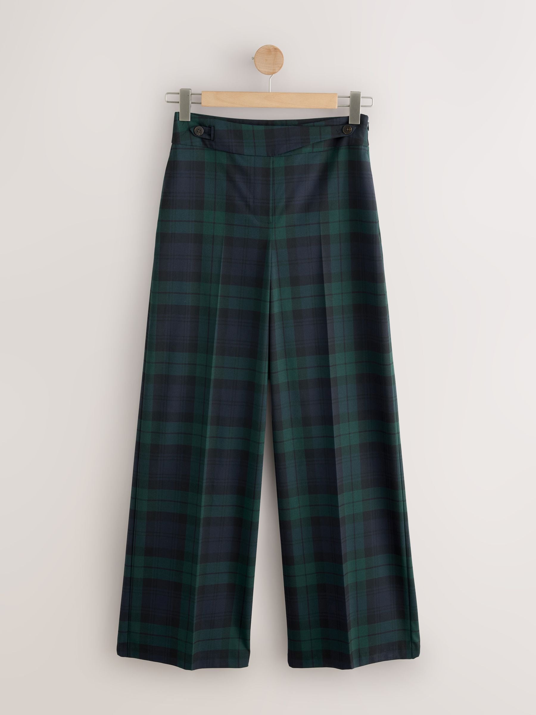 Buy Green/Navy Tartan Wide Leg Trousers from Next USA
