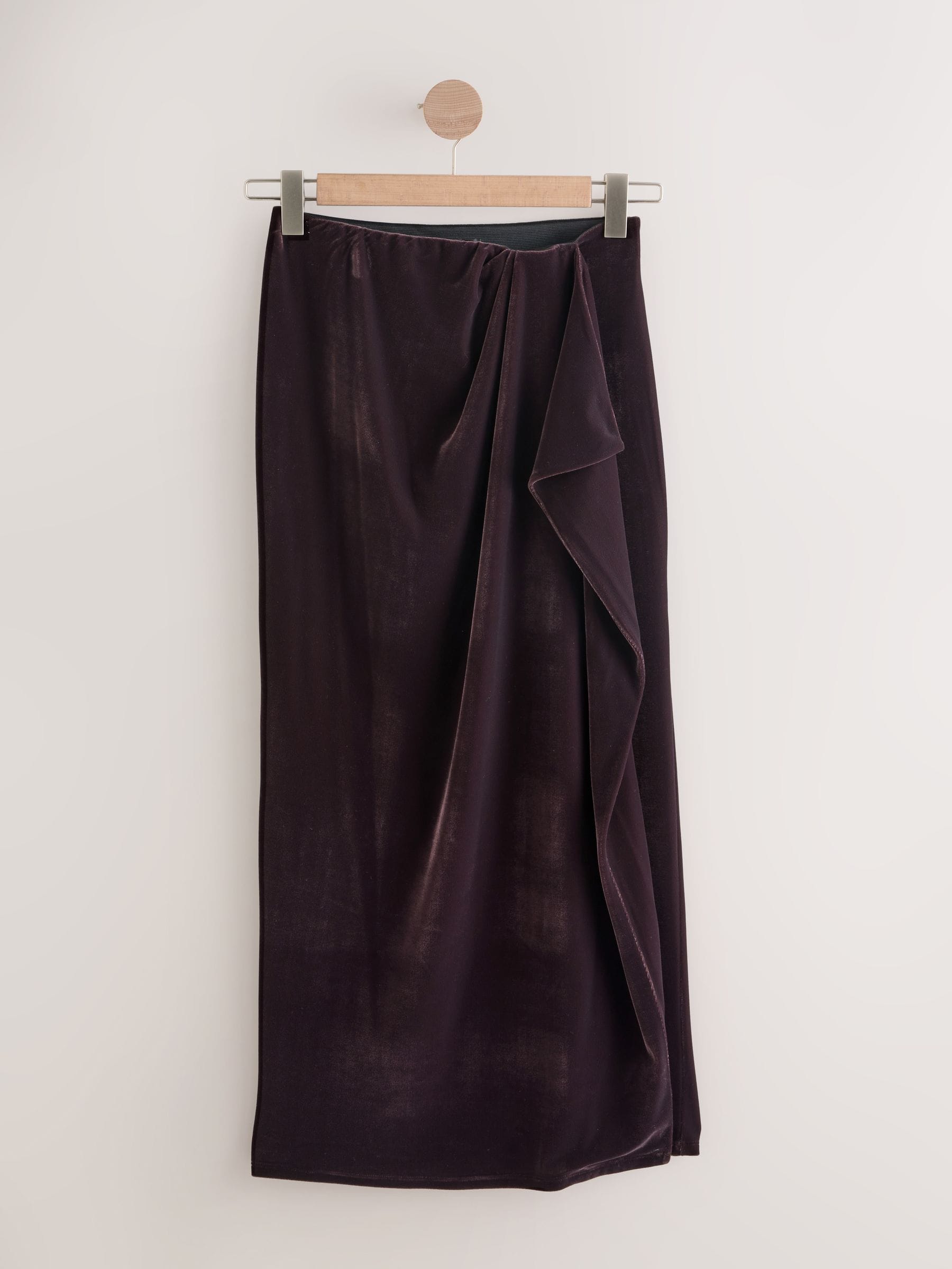 Buy Chocolate Brown Velvet Drape Midi Skirt from Next USA
