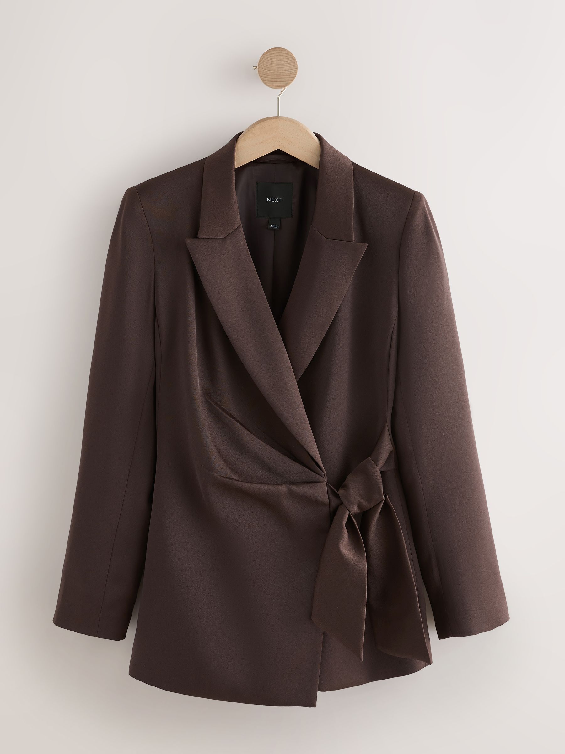 Buy Chocolate Brown Satin Wrap Blazer from Next USA