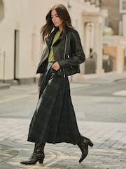 Green/Navy Tartan Pleated Midi Kilt Skirt - Image 1 of 8