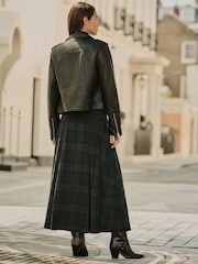 Green/Navy Tartan Pleated Midi Kilt Skirt - Image 2 of 8