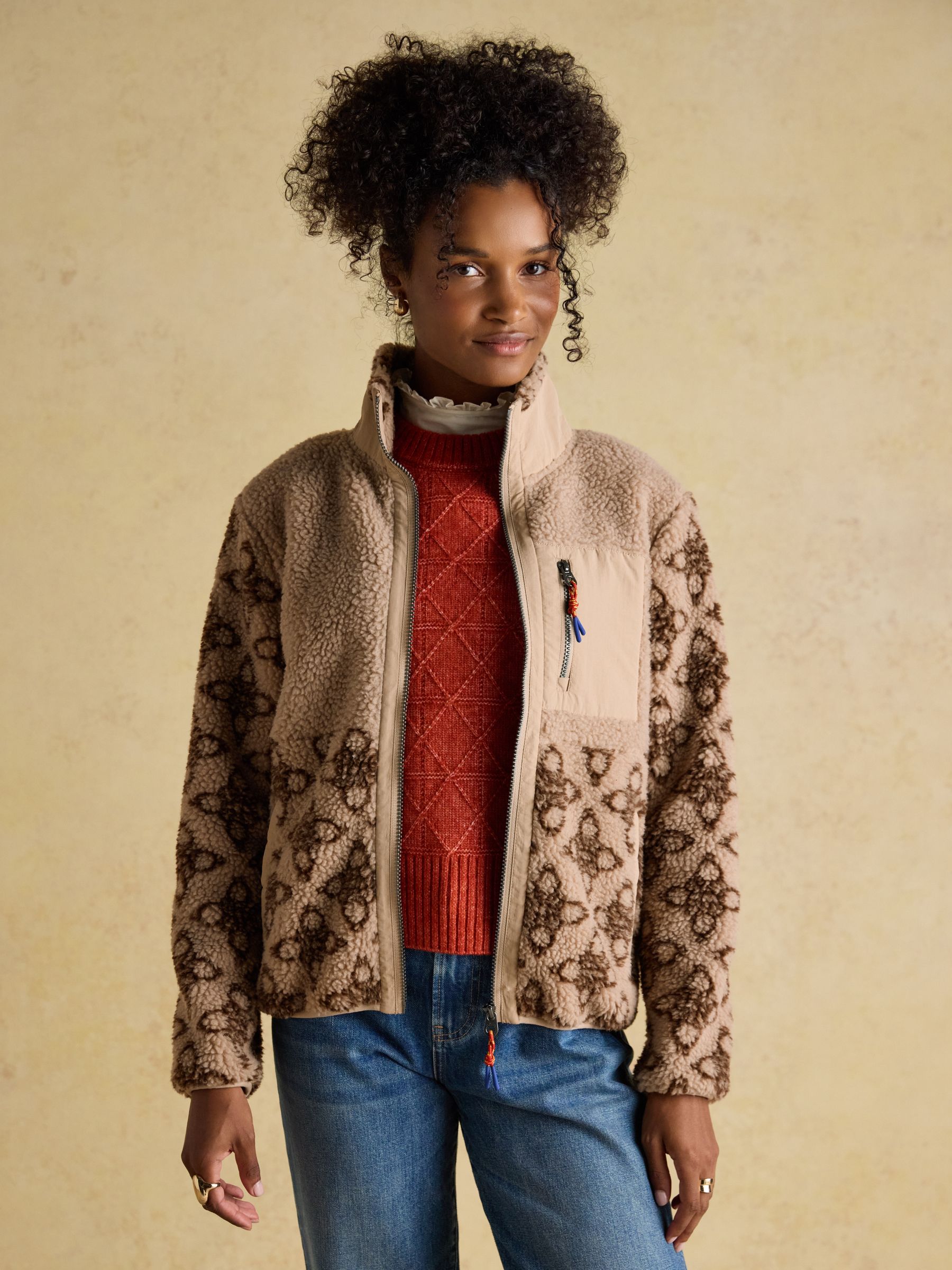 Buy Joules Lottie Neutral Icon Print Borg Fleece with Zip Buy Joules Lottie Neutral Icon Print Borg Fleece with Zip