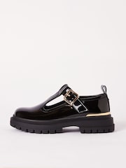 Lipsy Black Faux Leather Chunky Patent Dolly School Shoes - Image 3 of 4