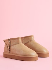 Lipsy Brown Flatform Mule Side Zip Boots - Image 2 of 4