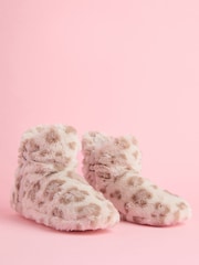 Lipsy Natural Cosy Faux Fur Ruched Bootie Nightwear Slippers - Image 2 of 5