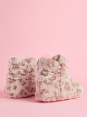 Lipsy Natural Cosy Faux Fur Ruched Bootie Nightwear Slippers - Image 3 of 5