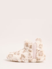 Lipsy Natural Cosy Faux Fur Ruched Bootie Nightwear Slippers - Image 5 of 5