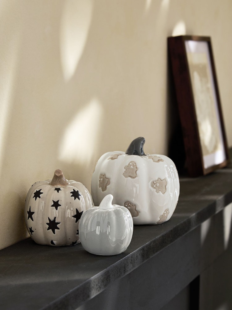 3 Pack Halloween Ceramic Pumpkin Ornaments - Bild 1 von 5