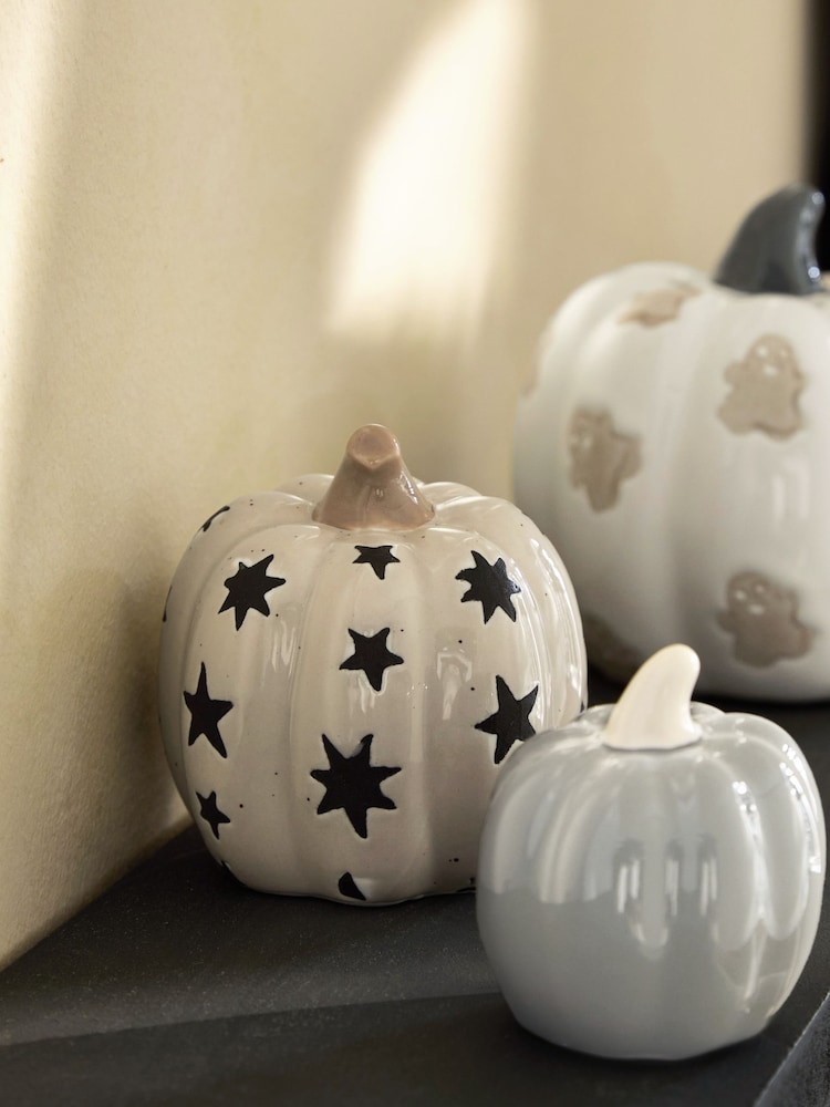 3 Pack Halloween Ceramic Pumpkin Ornaments - Bild 2 von 5