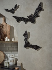 3 Pack Black Halloween Woven Bats Hanging Decorations - Image 1 of 3