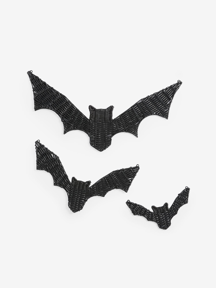 3 Pack Black Halloween Woven Bats Hanging Decorations - Image 3 of 3