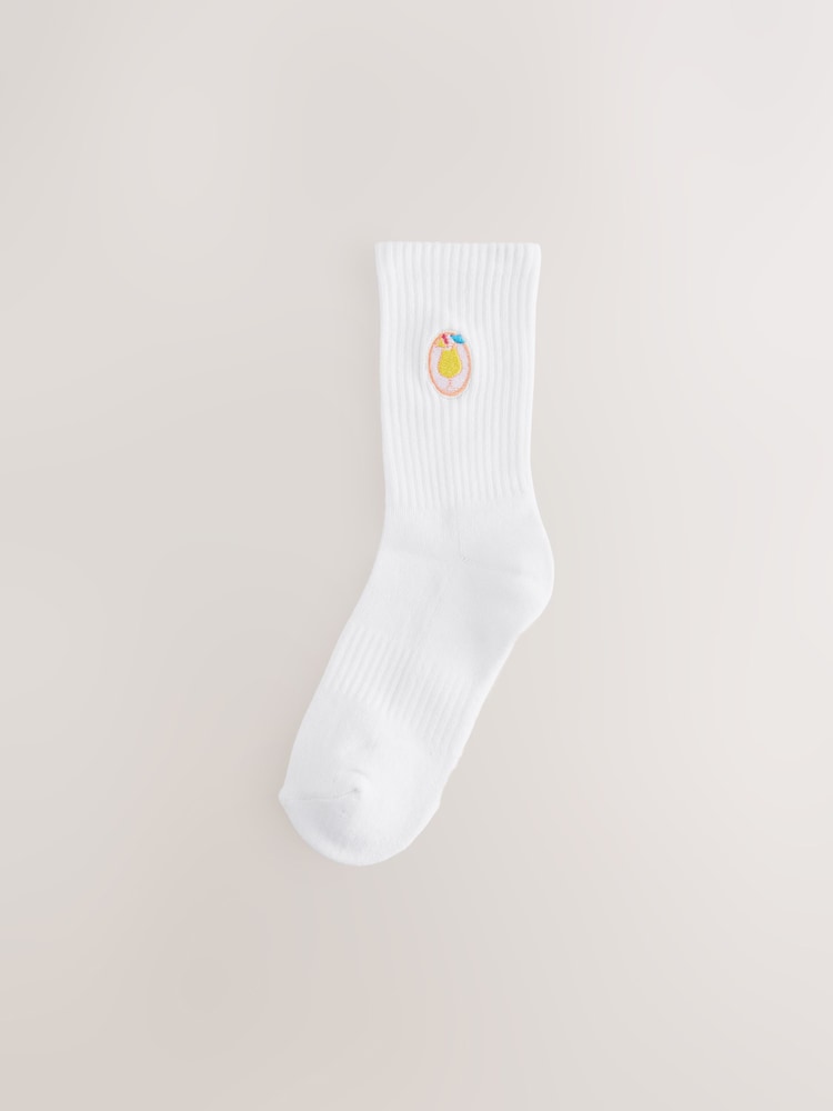 Cocktail Motif Cushion Sole Ribbed Sport Ankle Socks 3 Pack With Arch Support - Image 2 of 6
