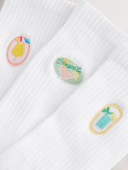 Cocktail Motif Cushion Sole Ribbed Sport Ankle Socks 3 Pack With Arch Support - Image 5 of 6