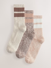 Neutral Stripe Cushion Sole Ribbed Sport Ankle Socks 3 Pack With Arch Support - Image 1 of 6