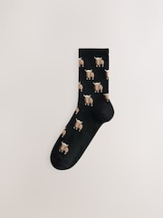 Monochrome Hamish The Highland Cow Stripe Ankle Socks 4 Pack - Image 4 of 7