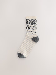 Black/White Animal Print Ankle Socks 4 Pack - Image 2 of 7