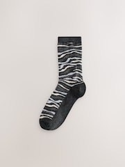 Black/White Animal Print Ankle Socks 4 Pack - Image 3 of 7