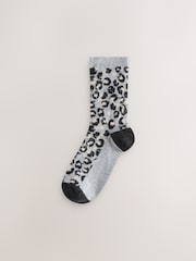Black/White Animal Print Ankle Socks 4 Pack - Image 4 of 7