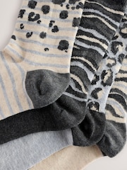 Black/White Animal Print Ankle Socks 4 Pack - Image 7 of 7