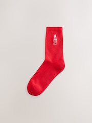 Coca-Cola Embroidered Cushion Sole Ribbed Sport Ankle Socks 2 Pack - Image 3 of 5