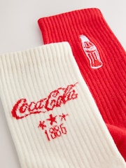 Coca-Cola Embroidered Cushion Sole Ribbed Sport Ankle Socks 2 Pack - Image 5 of 5