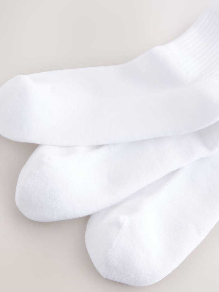 White Cushion Sole Ribbed Sport Cropped Ankle Socks 3 Pack With Arch Support - Image 2 of 6