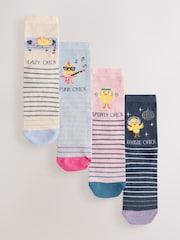 Novelty Slogan Chicks - Pack de 4 pares de calcetines tobilleros - Imagen 1 de 7