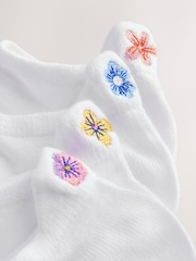 White Embroidered Motif Trainers Socks 4 Pack - Image 7 of 7
