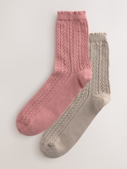 Rosa/avena - Crochet Style Ankle Socks 2 Pack - Imagen 1 de 5