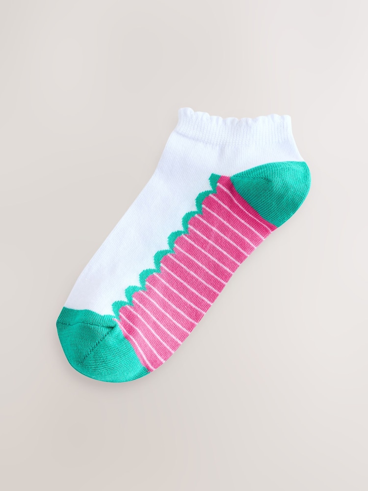 White/Bright Scallop Footbed Trainers Socks 4 Pack - Image 3 of 7