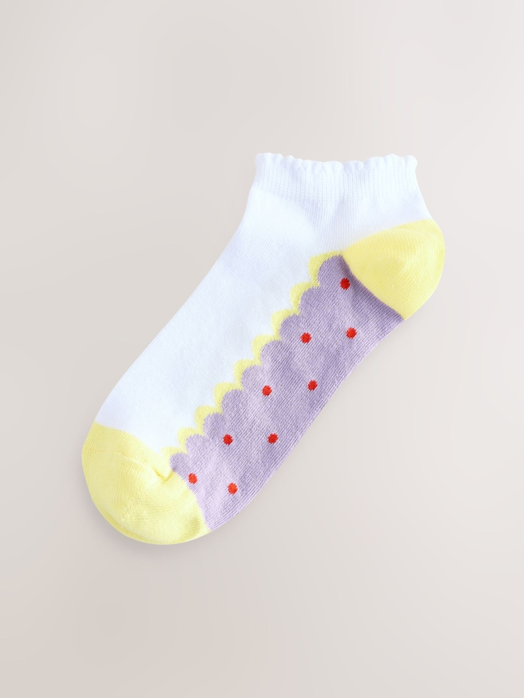 White/Bright Scallop Footbed Trainers Socks 4 Pack - Image 5 of 7