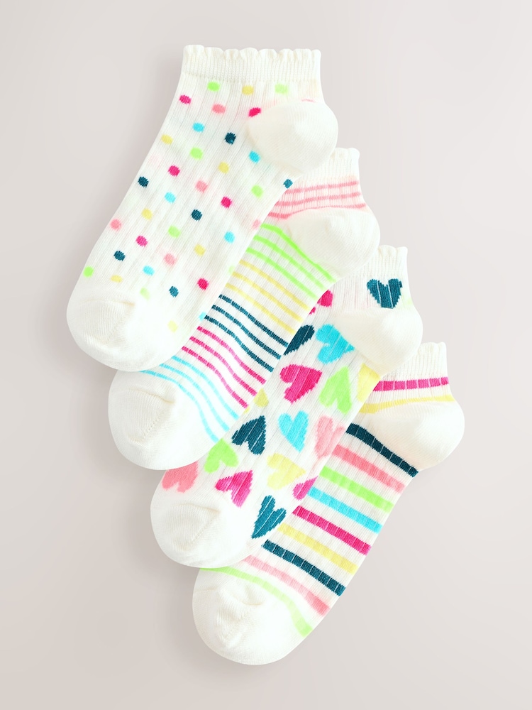 Neutral Ribbed Trainer Socks 4 Pack - Image 1 of 11