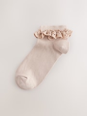 Pink Broderie Trim Trainer Socks 3 Pack - Image 4 of 6