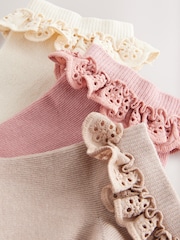 Pink Broderie Trim Trainer Socks 3 Pack - Image 5 of 6