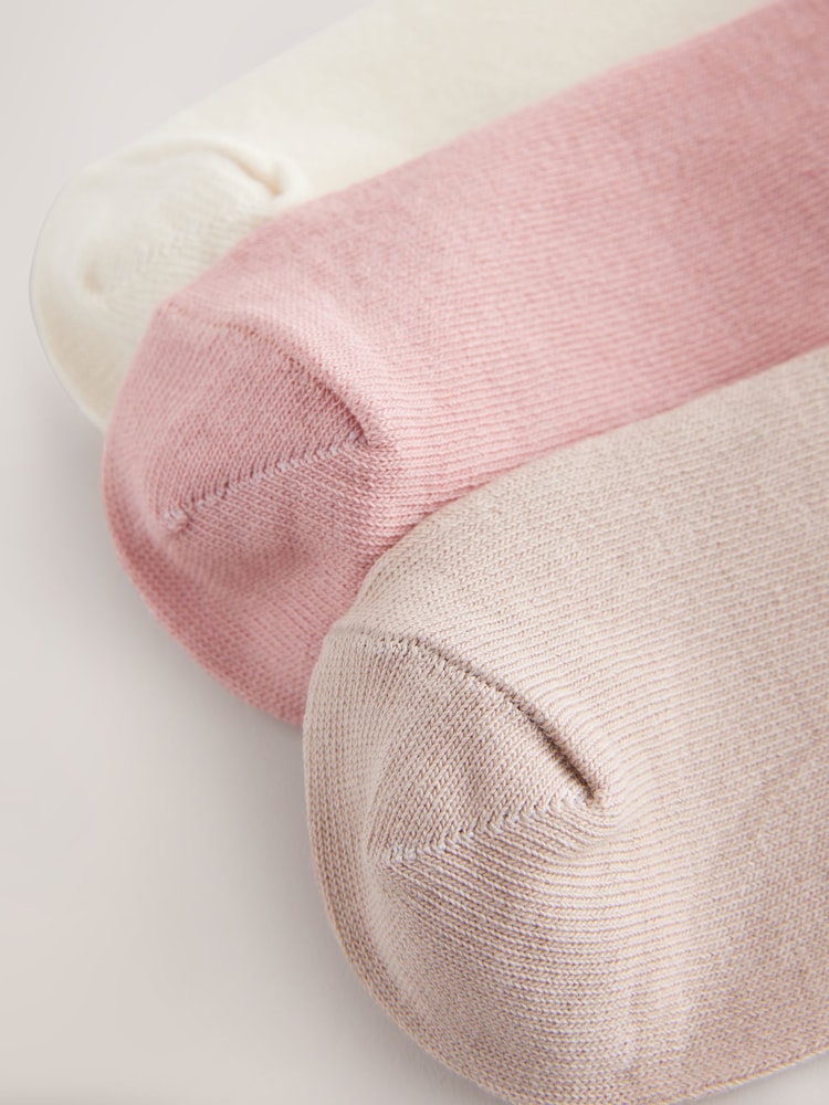 Pink Broderie Trim Trainer Socks 3 Pack - Image 6 of 6