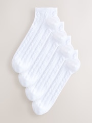 White Cable Trainer Socks 4 Pack - Image 1 of 7