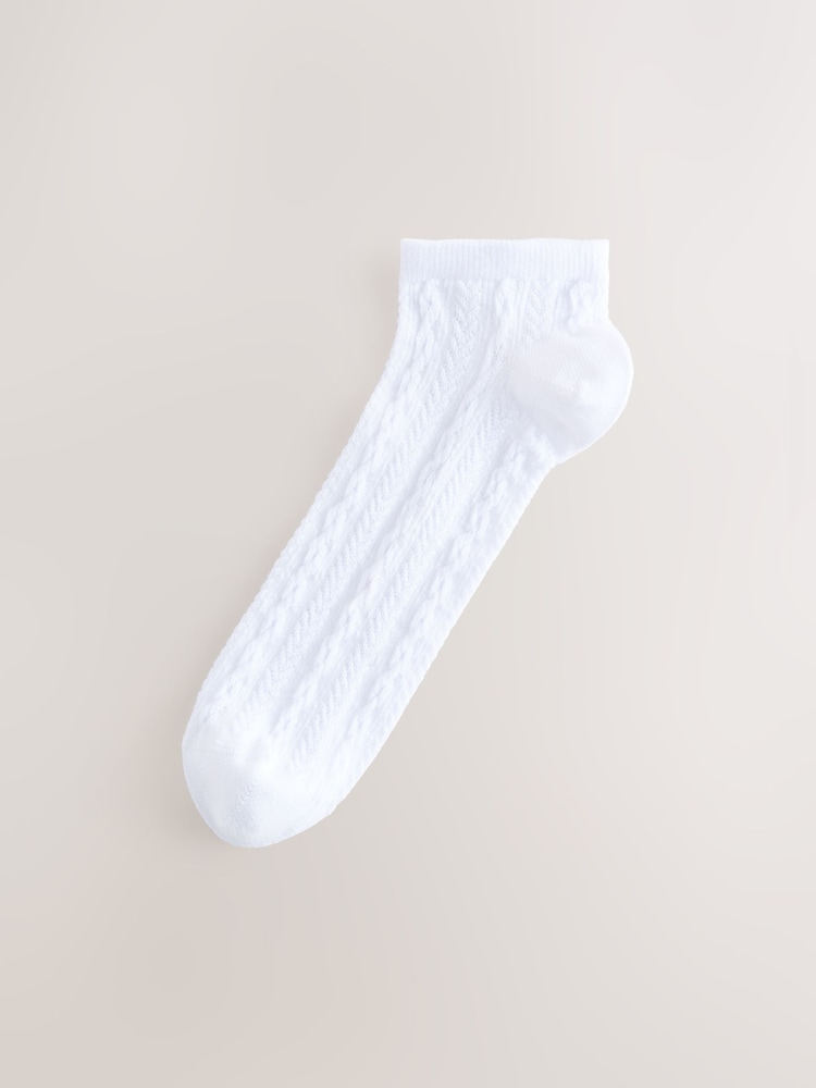 White Cable Trainer Socks 4 Pack - Image 2 of 7