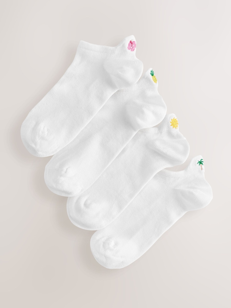Tropisch - Bestickte Sneakersocken im 4er-Pack - Bild 1 von 6 Tropisch - Bestickte Sneakersocken im 4er-Pack - Bild 1 von 6